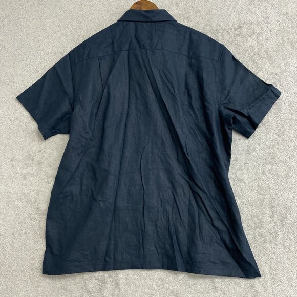 Scotch & Soda Men's XL Navy Blue Linen Blend Short Sleeve Button Up Shirt N0863 - Picture 4 of 9